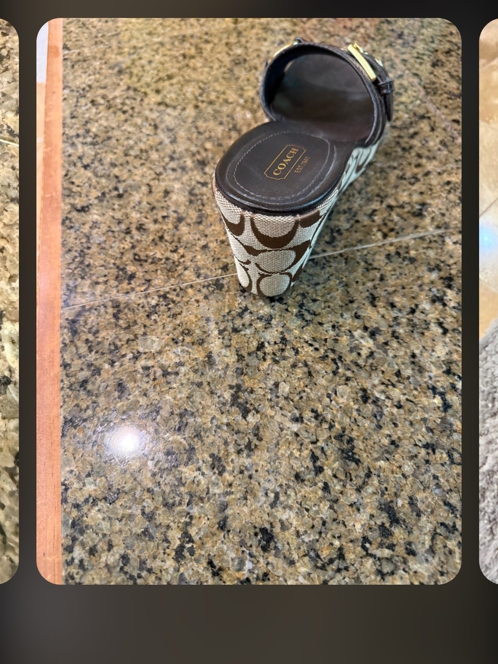 Pair Of Coach Leather Slide Mule with Gold Buckle Detail - Picture 5 of 5